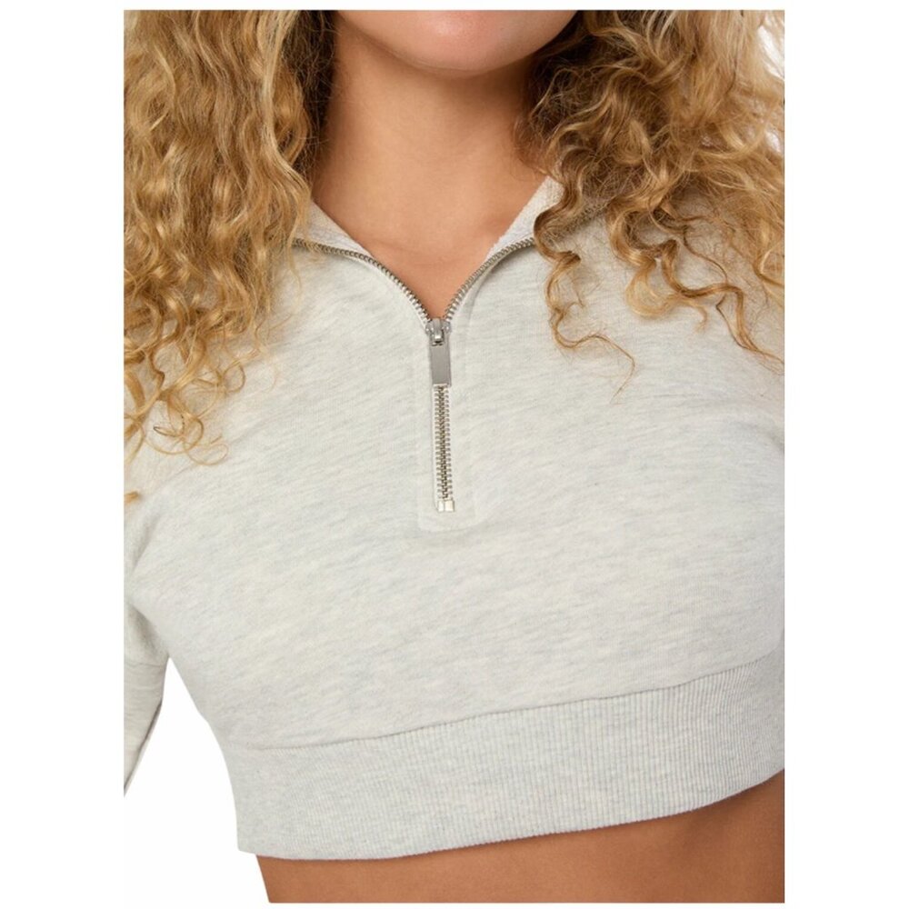 REVOLVE By. WeWoreWhat Half Zip Cropped Hoodie Women’s XS Gray Heather NWT $118 - Picture 7 of 7